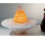 Чаша из молочного стекла белая, каскад - оранжевый кальцит, вращающийся шар и камушки - горный хрусталь, насос, галогеновая подсветка 10 Вт